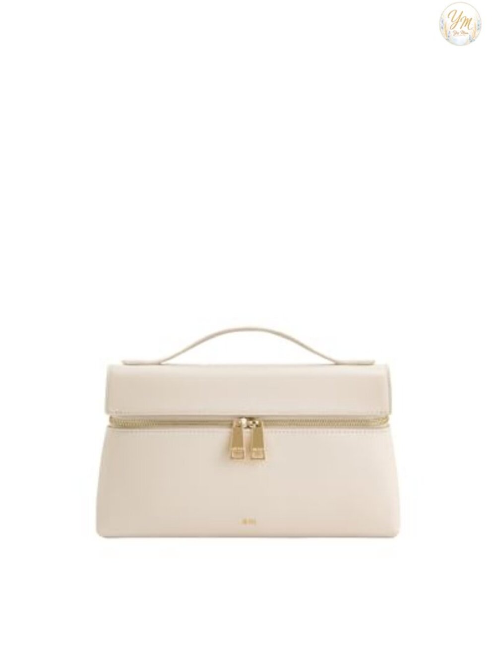 Vegan Leather Top Handle Bag with Shoulder Strap, Zipper Closure, Gold Hardware
